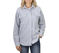 DENIMFY Chemise DFSophia pour femme - Blouse surdimensionnée en velours côtelé - Chemise longue - Boutonnière - Chemise de loisirs - Poches - Uni - Coton - Automne - Beige - Vert - Bleu - S M L XL,