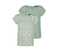 DENIMFY DFAda Lot de 2 t-shirts pour femme - Coupe droite - Col rond - Manches courtes - Fermeture éclair - Motif basique - Couleur unie - Noir - Rose - Vert marine - Tailles S, M, L, XL, XXL, Vert