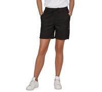 DENIMFY DFAlessia Short d'été en lin pour femme Coupe droite Poches Taille élastique Cordon de serrage Couleur unie Noir Blanc Beige Vert S M L XL XXL, Noir , L