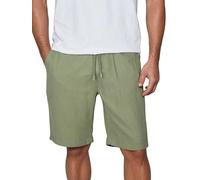 DENIMFY DFAlessio Short chino en lin pour homme Coupe droite Cordon de serrage Taille élastique Uni Noir Vert Bleu Beige Blanc Tailles S M L XL XXL 3XL 4XL 5XL, Herbal Green, 5XL
