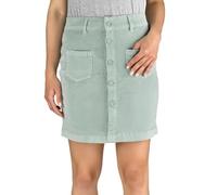 DENIMFY DFAlina Mini jupe en velours côtelé pour femme - Avec poches - Élégante jupe midi - Extensible - Longueur genou - Courte - Fermeture à boutons - Bleu beige vert - Tailles S, M, L, XL, Vert
