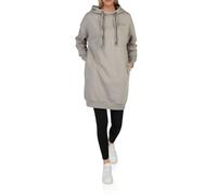 DENIMFY DFAnna Sweat à capuche long surdimensionné pour femme Robe sweat à capuche Streetwear Imprimé beige noir vert S M L XL, taupe, M