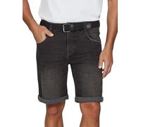 DENIMFY DFBo Short en jean stretch pour homme avec ceinture Coupe droite Coupe droite Denim Uni Bleu Noir 31 32 33 34 36 38 40 42, Black Denim (B132), 38