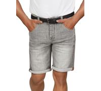 DENIMFY DFBo Short en jean stretch pour homme avec ceinture Coupe droite Coupe droite Denim Uni Bleu Noir Gris 31 32 33 34 36 38 40 42 44 46, Grey Denim (G104), 38