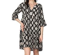 DENIMFY DFFrida Robe d'été pour femme - Longueur genou - Ligne A - Manches 3/4 - Bohème - Tunique - Robe midi - Loisirs - 100 % viscose - Marron - Rose - Bleu - Noir - Vert