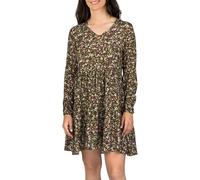 DENIMFY DFIDA Robe midi pour femme - Robe de plage d'été - Motif floral - Élégante - Manches longues - Longueur genou - Col en V - Marron - Rose - Bleu - Noir - Vert - Gris - Tailles S-M, L, L-XL,