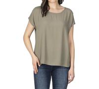 DENIMFY DFJule Chemisier pour femme - Coupe droite - Manches courtes - Col rond - T-shirt d'été basique - Motif uni - Blanc - Vert - Bleu - Noir - Tailles S, M, L, XL, XXL, Olive délavée., XXL