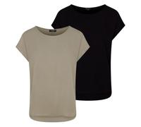 DENIMFY DFJule Lot de 2 chemisiers d'été pour femme - Coupe droite - Col rond - Manches courtes - 100 % viscose - Blanc, vert, bleu, noir - Tailles S, M, L, XL, XXL, Mélange de couleurs 6, S