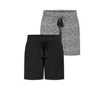 DENIMFY DFLia Lot de 2 shorts d'été légers pour femme avec élastique - Coupe droite - 100 % viscose - Beige, vert, noir, bleu marine, bleu, tailles S, M, L, XL, XXL, Mélange de couleurs 4, XXL