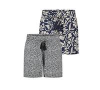 DENIMFY DFLia Lot de 2 shorts d'été légers pour femme avec élastique - Coupe droite - 100 % viscose - Beige, vert, noir, bleu marine, bleu, tailles S, M, L, XL, XXL, Mélange de couleurs 2., XL