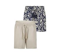 DENIMFY DFLia Lot de 2 shorts d'été légers pour femme avec élastique - Coupe droite - Bermuda large - 100 % viscose - Beige - Vert - Noir - Bleu marine - Tailles S M L XL XXL, M