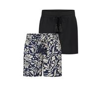 DENIMFY DFLia Lot de 2 shorts d'été légers pour femme avec élastique - Coupe droite - Bermuda large - 100 % viscose - Beige - Vert - Noir - Bleu marine - Tailles S M L XL XXL, Mélange de couleurs 1