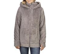 DENIMFY DFMila Veste polaire à capuche pour femme Veste demi-saison Veste d'hiver Veste d'extérieur Fermeture éclair Capuche Col montant Veste à capuche 100 % polyester Gris Noir Anthracite S M L XL