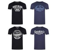 DENIMFY DFNuri Lot de 4 t-shirts d'été en coton pour homme - Coupe droite - Col rond - Manches courtes - Avec logo imprimé - Noir, blanc, bleu, vert, rouge, gris - Tailles S, M, L, XL, XXL, 3XL, 4XL,