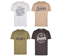 DENIMFY DFNuri Lot de 4 t-shirts d'été en coton pour homme - Coupe droite - Col rond - Manches courtes - Avec logo imprimé - Noir, blanc, bleu, vert, rouge, gris - Tailles S, M, L, XL, XXL, 3XL, 4XL