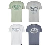 DENIMFY DFNuri Lot de 4 t-shirts d'été en coton pour homme - Coupe droite - Col rond - Manches courtes - Avec logo imprimé - Noir, blanc, bleu, vert, rouge, gris - Tailles S, M, L, XL, XXL, 3XL, 4XL,