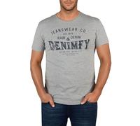 DENIMFY DFNuri T-shirt d'été en coton pour homme, coupe droite, col rond, manches courtes, avec logo imprimé, noir, gris, bleu, vert, rouge, blanc, bleu marine, tailles S, M, L, XL, XXL, 3XL, 4XL,