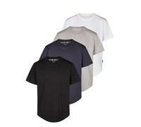 DENIMFY DFPaco Lot de 4 t-shirts pour homme - Coupe longue - 100 % coton - Coupe droite - Col rond - Manches courtes - Noir, blanc, bleu, gris, vert - Tailles S, M, L, XL, XXL, 3XL, 4XL, 5XL, Lot de 3
