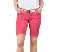DENIMFY DFPia Bermuda pour femme avec ceinture Coupe droite Pantalon chino d'été stretch Uni Blanc Beige Rose Bleu Olive Marine S M L XL XXL, Fruit Dove Pink, XL
