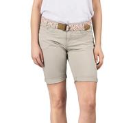 DENIMFY DFPia Bermuda pour femme avec ceinture Coupe droite Pantalon chino d'été stretch Uni Blanc Beige Rose Bleu Olive Marine S M L XL XXL, Sable clair, XL