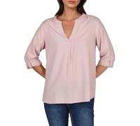 DENIMFY DFSara Chemisier d'été en lin pour femme - Léger - Coupe droite - Manches 3/4 - Col en V - Couleur unie - Noir - Beige - Vert - Tailles S, M, L, XL, XXL, Rose gris clair, L