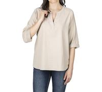 DENIMFY DFSara Chemisier d'été en lin pour femme - Léger - Coupe droite - Manches 3/4 - Col en V - Couleur unie - Blanc - Beige - Vert - Tailles S, M, L, XL, XXL, Sable clair, L