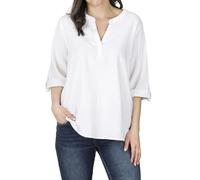 DENIMFY DFSara Chemisier d'été en lin pour femme - Léger - Coupe droite - Manches 3/4 - Col en V - Couleur unie - Noir - Beige - Vert - Tailles S, M, L, XL, XXL, Blanc., XXL