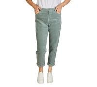 DENIMFY Pantalon cargo femme Mom Fit taille haute jambe droite stretch DFLisa pantalon en tissu extensible fermeture éclair poches uni gris rose bleu beige vert S M L XL XXL, Vert minéral, XL