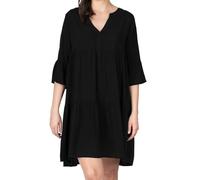 DENIMFY Robe d'été pour Femmes Longue au Genou A Ligne DFFrida 3/4 Manches Robe de Plage Boho Tunique Robe d'été Midi Robe Décontractée 100% Viscose Brun Rose Bleu Noir Vert Gris S-M M-L L-XL, Noir