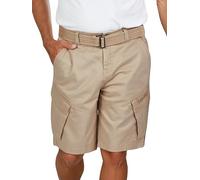 DENIMFY Short cargo pour homme avec ceinture - Stretch - Coupe régulière - DFPhil - Shorts cargo - Été - Noir, vert ou beige - Taille S, M, L, XL, XXL, 3XL, 4XL ou 5XL, Marron, XXL