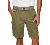 DENIMFY Short cargo pour homme avec ceinture - Stretch - Coupe régulière - DFPhil - Shorts cargo - Été - Noir, vert ou beige - Taille S, M, L, XL, XXL, 3XL, 4XL ou 5XL, 3XL