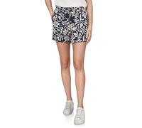 DENIMFY Short d'été léger pour femme avec élastique - Coupe droite - DFLia - Bermuda large - 100 % viscose - Beige, vert, noir, bleu - Tailles S, M, L, XL, XXL, Flowers Old Navy-Light Sand, S