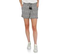 DENIMFY Short d'été léger pour femme avec élastique - Coupe droite - DFLia - Bermuda large - 100 % viscose - Beige, vert, noir, bleu - Tailles S, M, L, XL, XXL, Mille Fleurs Noir/Blanc, M
