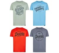 DENIMFY T-Shirt Homme Coton Ajustement Régulier DFNuri 4er Lot Col Rond Manches