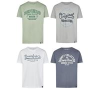 DENIMFY T-Shirt Homme Coton Ajustement Régulier DFNuri 4er Lot Col Rond Manches