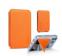 Denior Portefeuille magnétique RFID fin avec 1 fente pour carte, capacité pour 1 à 2 cartes, compatible MagSafe, pour iPhone 17/16/15/14/13/12 Series Phone Wallet (orange)