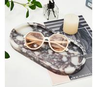 Denique Plateau en marbre naturel de luxe Calaccata Viola pour comptoir de salle de bain 25,9 cm, plateau de vanit ovale, plateau doratif, orga