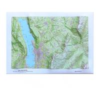 Deniveles - Pack Carte 3D Aix Les Bains + Cadre 50x70 cm Black - Carte 3D