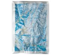 Deniveles - Pack Carte 3D Domaine Alpes D'huez + Cadre 50x70 cm Black - Carte 3D