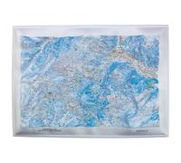 Deniveles - Pack Carte 3D Domaines Les Sybelles + Cadre 50x70 cm Black - Carte 3D