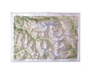 Deniveles - Pack Carte 3D Les Ecrins Nord + Cadre 50x70 cm Black - Carte 3D