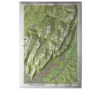 Deniveles - Pack Carte 3D Massif De La Chartreuse + Cadre 50x70 cm Black - Carte 3D