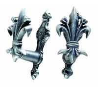 Denix - Lot de 2 Crochets Muraux Extensibles Motif Bourbon Lys Couleur : Argent