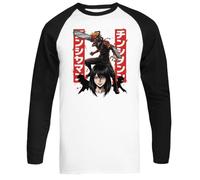 Denji Chainsaw Devil Makima T-Shirt De Baseball Unisexe Blanc À Manches Longues Unisex Baseball Tee White Long Sleeve T-Shirt