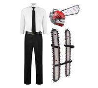 Denji Costume complet de cosplay Anime Denji Costume chemise pantalon | Accessoires pour les mains d'anime, casque démoniaque, tenue de fête d'Halloween pour homme
