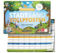 DENKRIESEN Stadt Land Vollpfosten Edition Fête des pères | Bloc de jeu A4 | À partir de 9 ans | Ville Pays Rivière Bloc de jeu A4 | Jeu de papa | Idée cadeau pour la fête des pères | Jeux de société