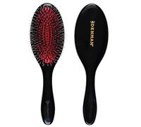 Denman Cushion Hair Brush (Medium) with Soft Nylon Quill Boar Bristles -Detangle and shine, adds gloss and shine to the hair, gently smooths and detangles curls and fly-aways - Black, D81M