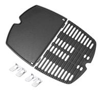 Denmay 7644 Lot de 2 grilles de cuisson en fonte pour Weber Q100, Q1000, Q120, Q1200, Q140, Q1400, plaque de cuisson en fonte pour Weber Q100, Q1000 Series 6558 + 7644