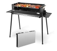 Denmay Grand barbecue pliable portable avec support, barbecue de pique-nique avec grille, barbecue au charbon de bois, barbecue de table, barbecue de camping, barbecue Mangal Shish kebab