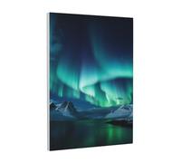 DENMER Belle toile imprimée aurore boréale avec cadre en bois massif - 30 x 40 cm - Décoration murale carrée faite à la main pour chambre à coucher, salon, bureau